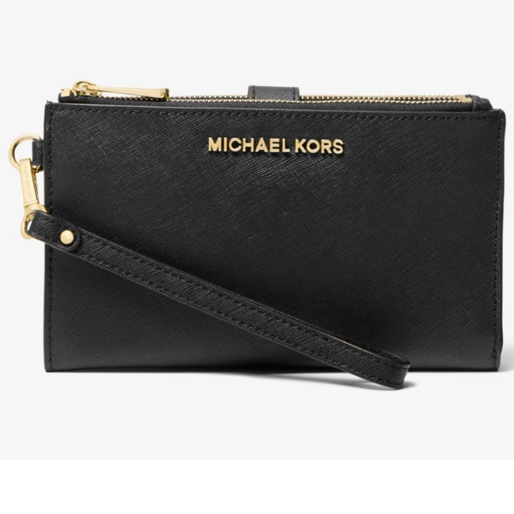 NEW! MICHAEL KORS Jet Set Large Leather Smartphone Wristlet Wallet